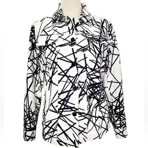 Drapers & Damons Black White Abstract Print Jacket Size Medium 100% Cotton